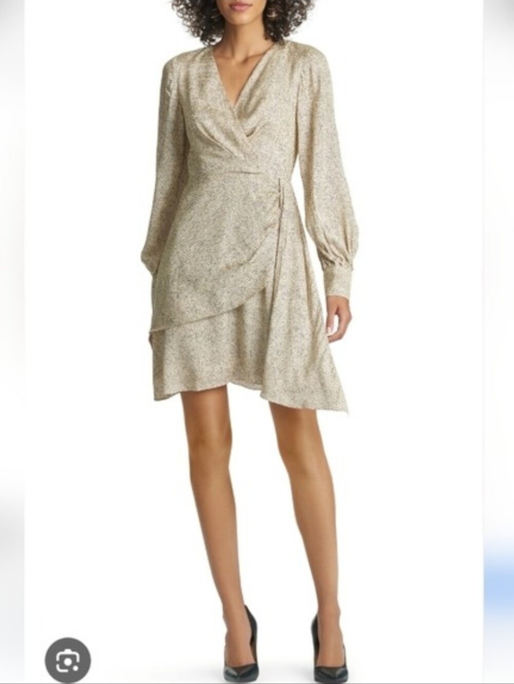 Sachin & Babi Daria Champagne Polka Dot Wrap Dress Size S